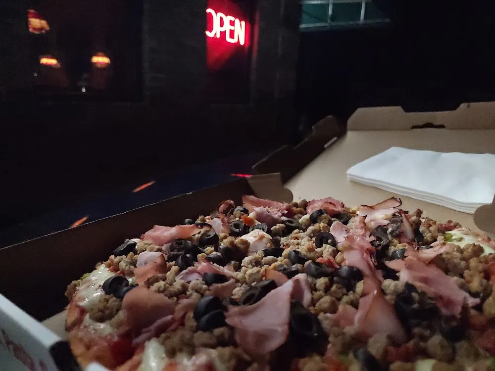 Meat Lovers Pizza with Black Olives Pizza